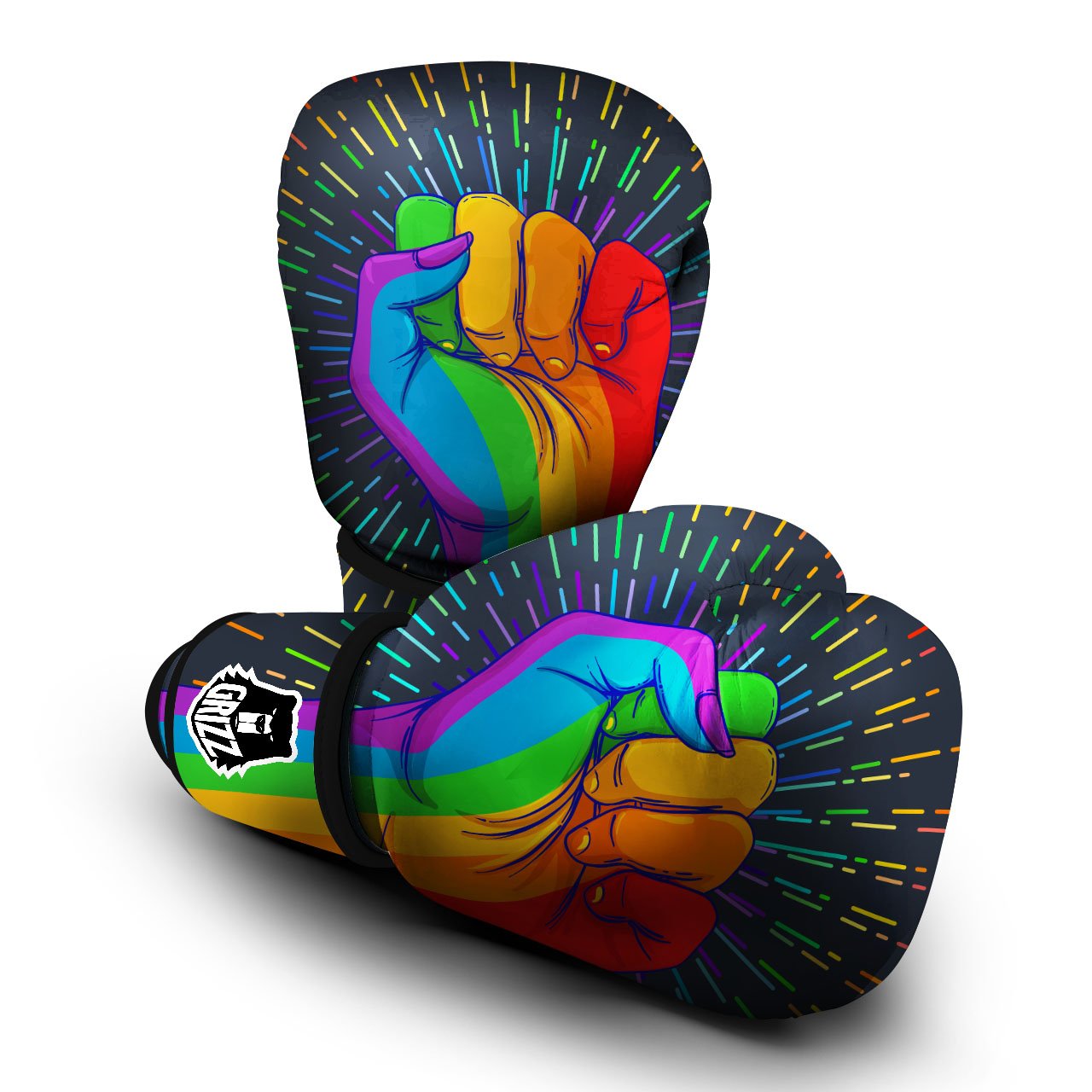 Rainbow Hand LGBT Pride Print Boxing Gloves-grizzshop