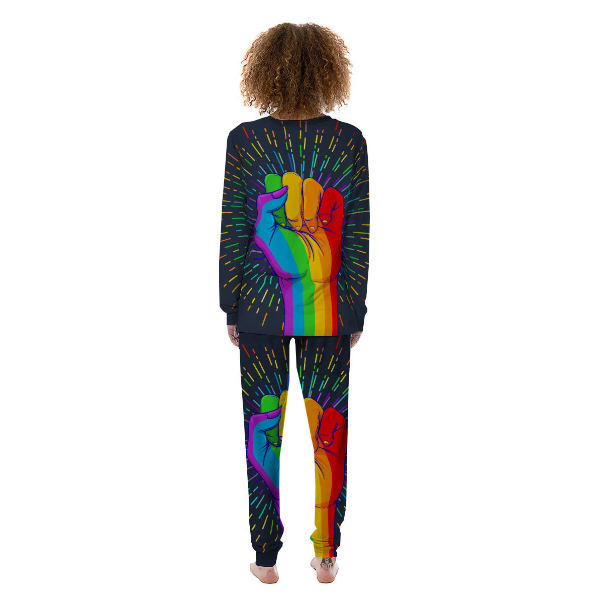 Rainbow Hand LGBT Pride Print Women's Pajamas-grizzshop