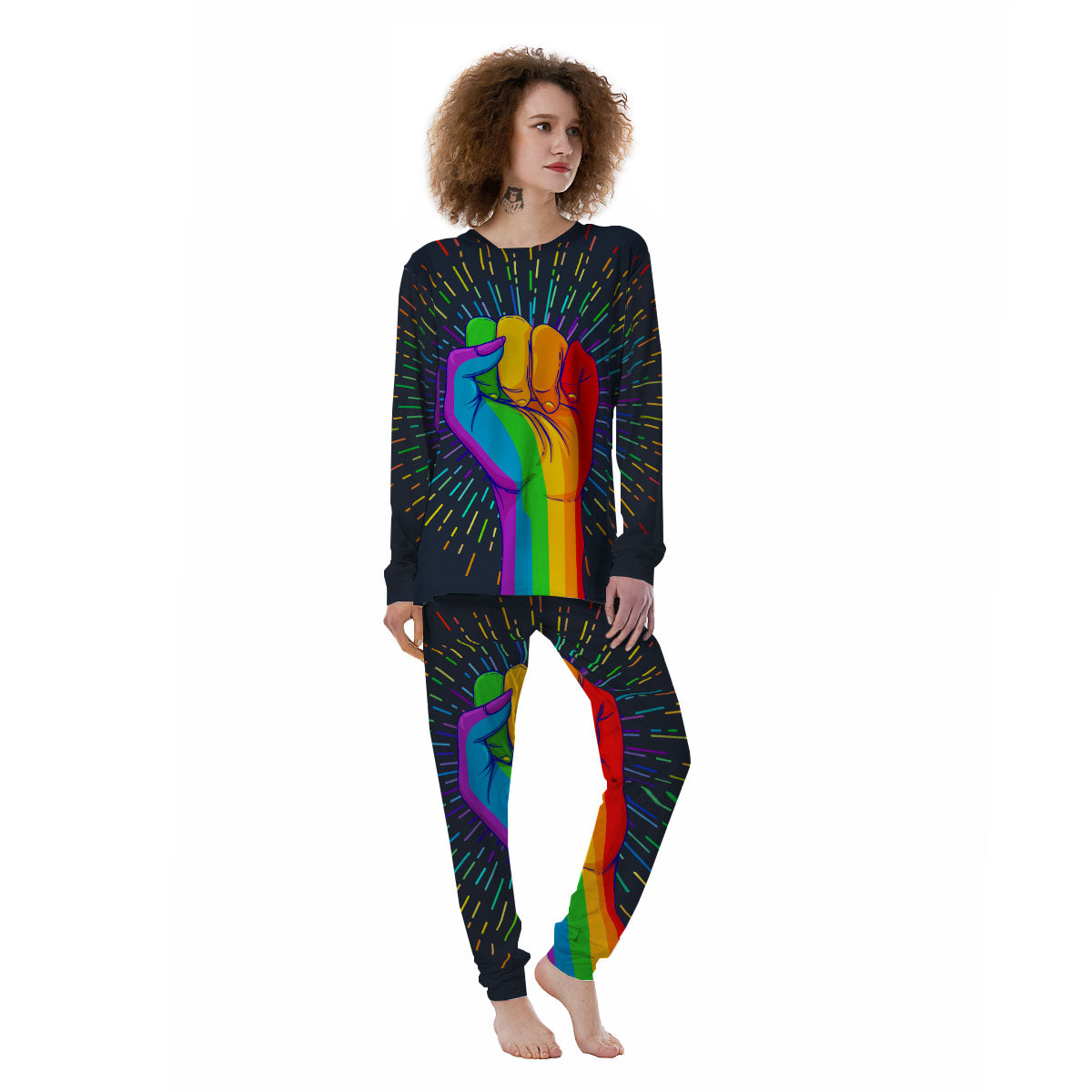 Rainbow Hand LGBT Pride Print Women's Pajamas-grizzshop