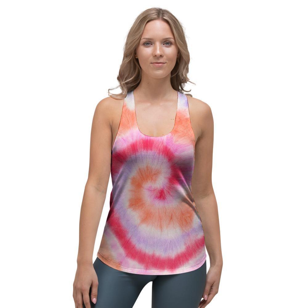 Rainbow Hippie Tie Dye Women's Racerback Tank Top-grizzshop