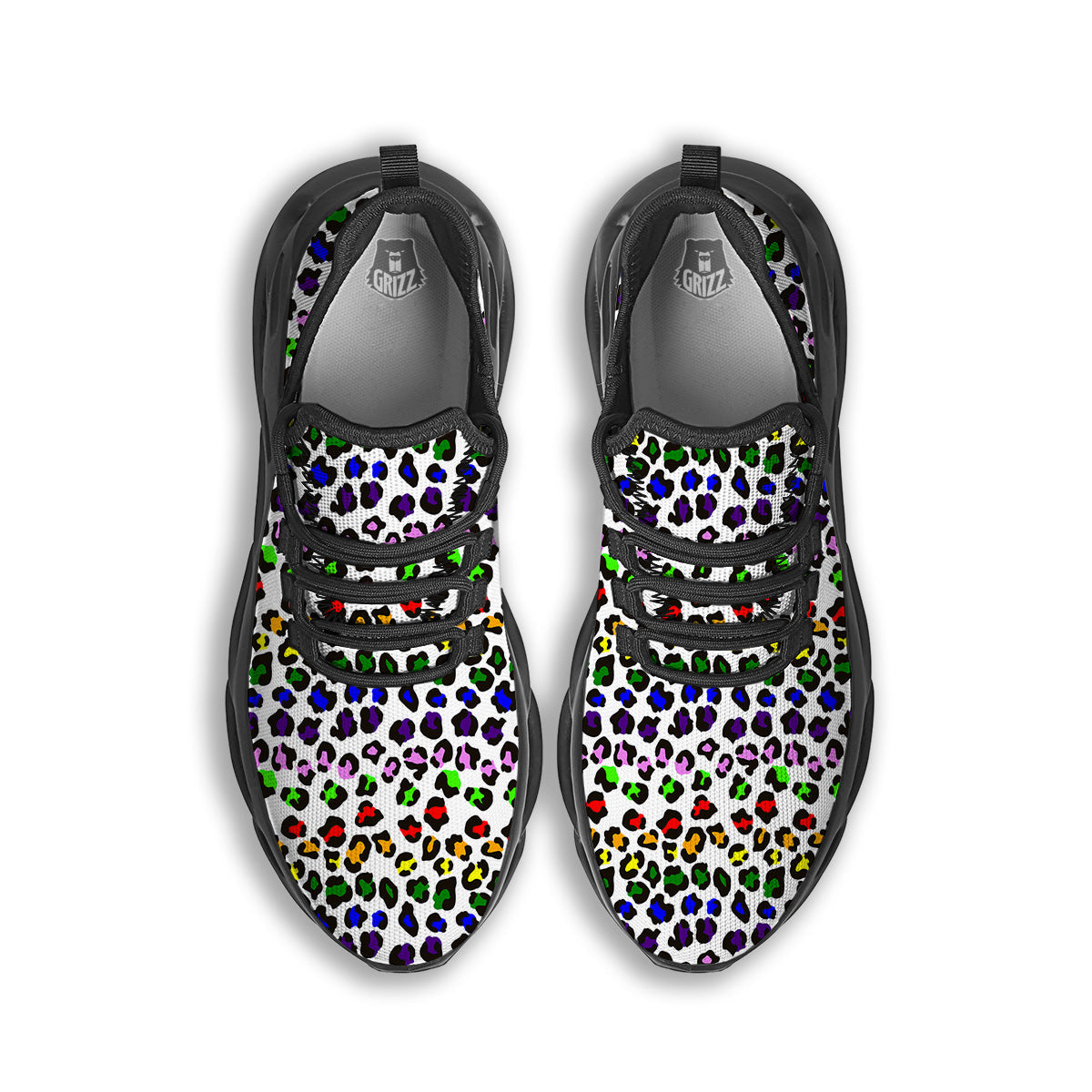 Rainbow LGBT Leopard Print Pattern Black Running Shoes-grizzshop