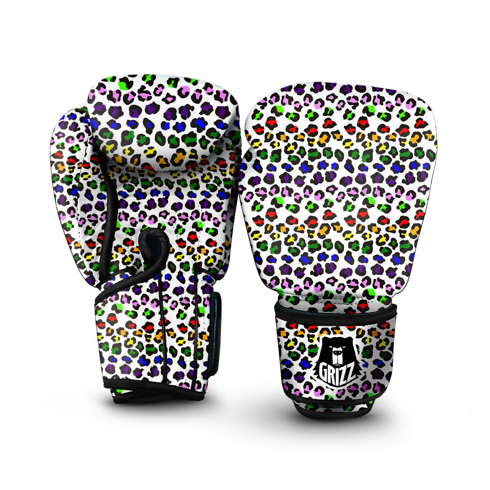 Rainbow LGBT Leopard Print Pattern Boxing Gloves-grizzshop