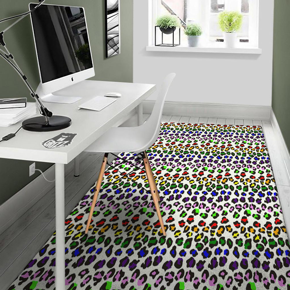 Rainbow LGBT Leopard Print Pattern Floor Mat-grizzshop