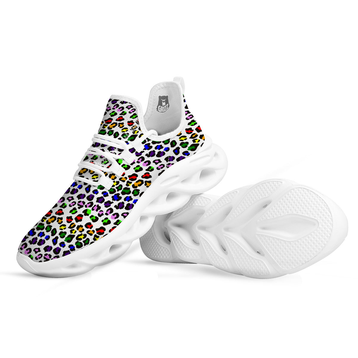 Rainbow LGBT Leopard Print Pattern White Running Shoes-grizzshop