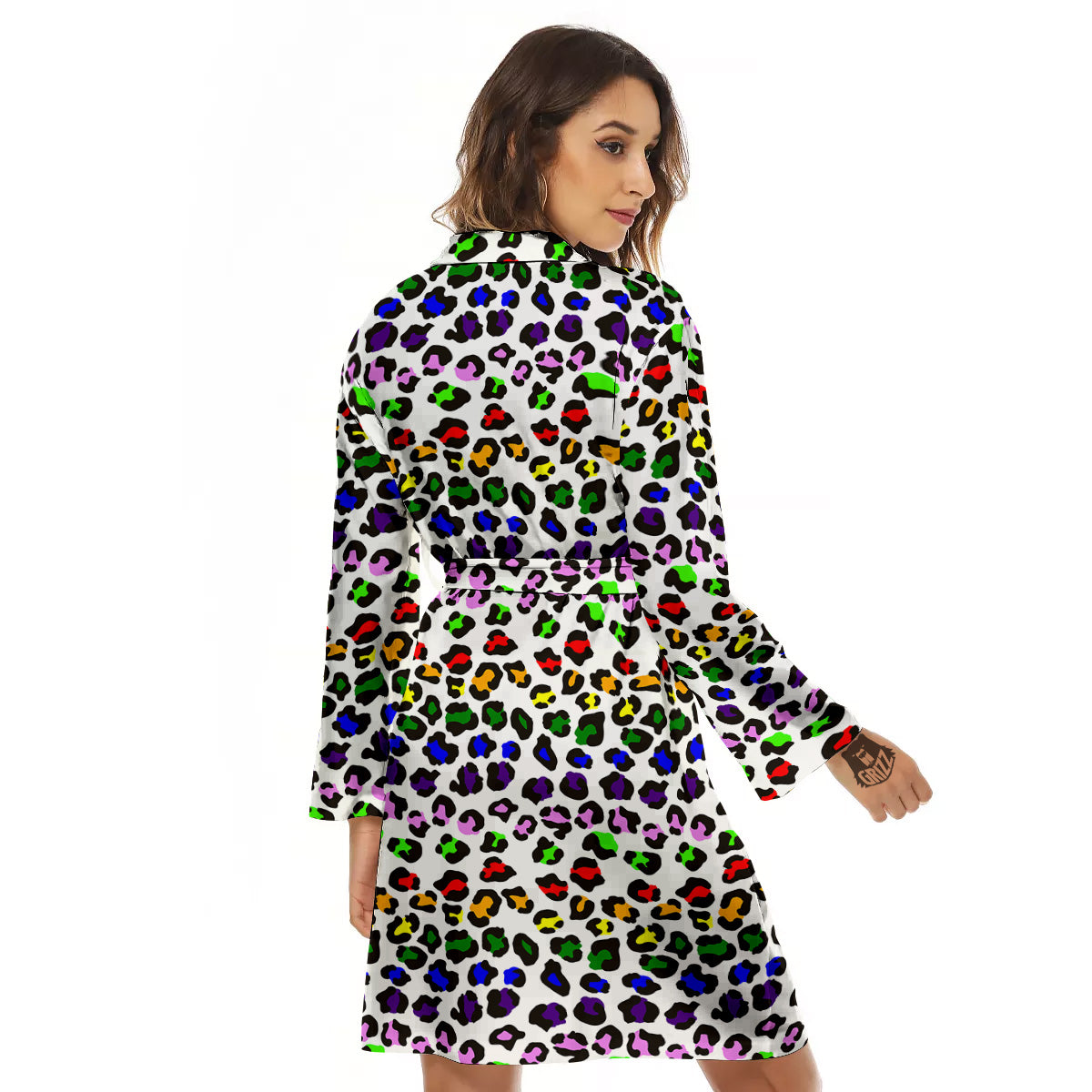Rainbow LGBT Leopard Print Pattern Women's Robe-grizzshop