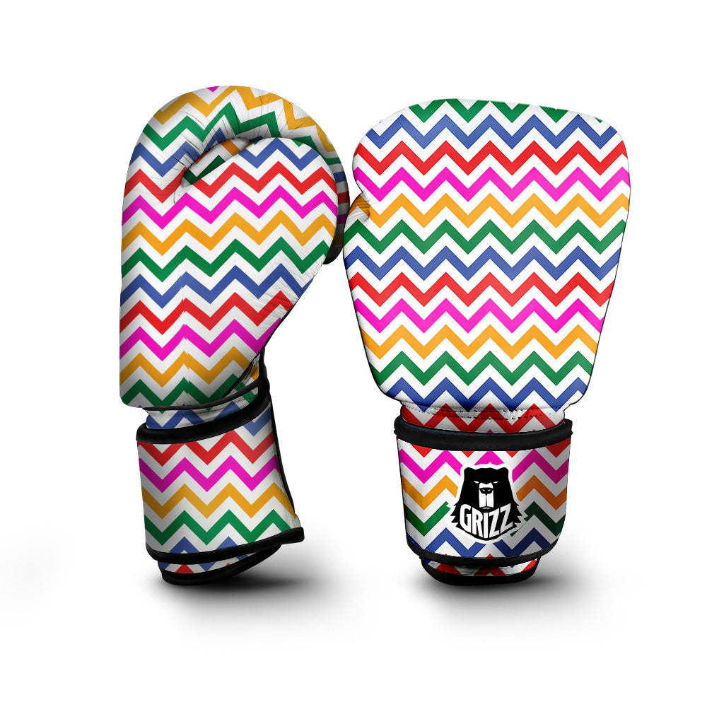 Rainbow LGBT Zigzag Print Pattern Boxing Gloves-grizzshop