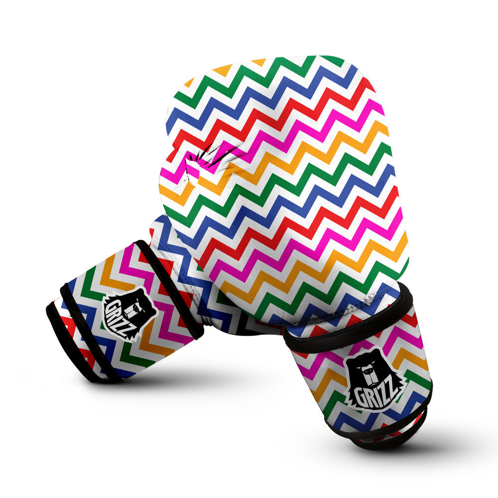 Rainbow LGBT Zigzag Print Pattern Boxing Gloves-grizzshop