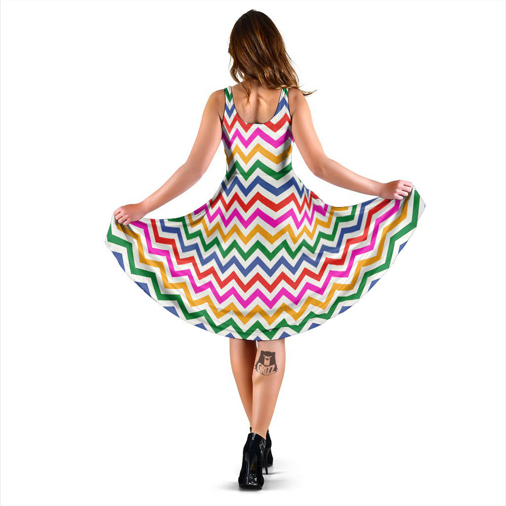 Rainbow LGBT Zigzag Print Pattern Dress-grizzshop