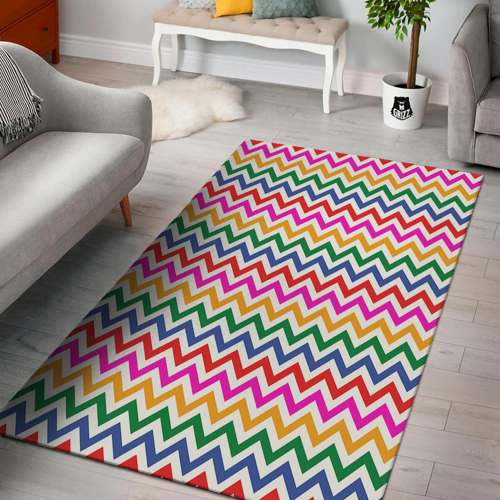 Rainbow LGBT Zigzag Print Pattern Floor Mat-grizzshop