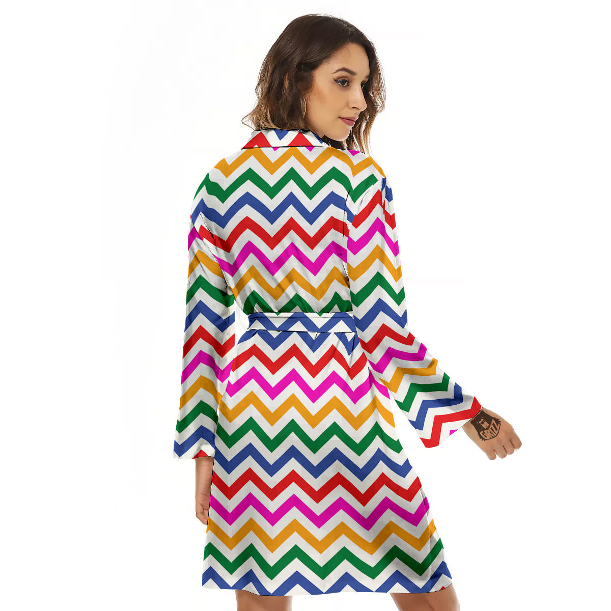 Rainbow LGBT Zigzag Print Pattern Women's Robe-grizzshop