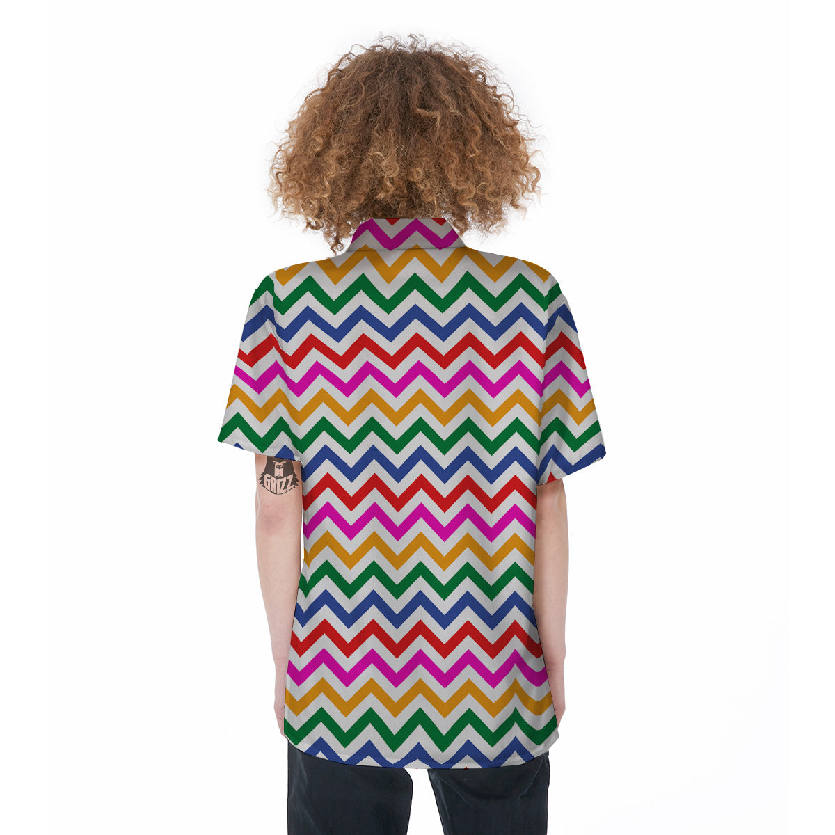 Rainbow LGBT Zigzag Print Pattern Women's Short Sleeve Shirts-grizzshop