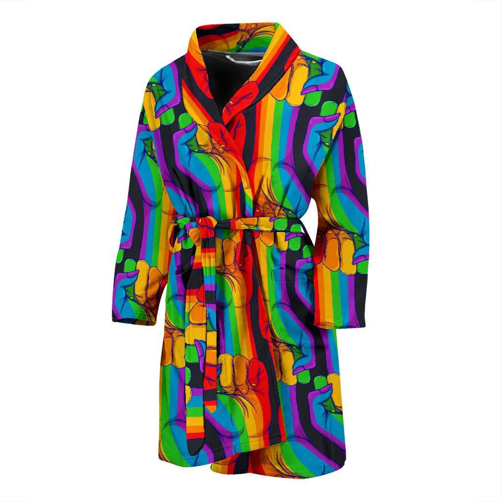 Rainbow Lgbt Patterm Print Men Long Robe-grizzshop