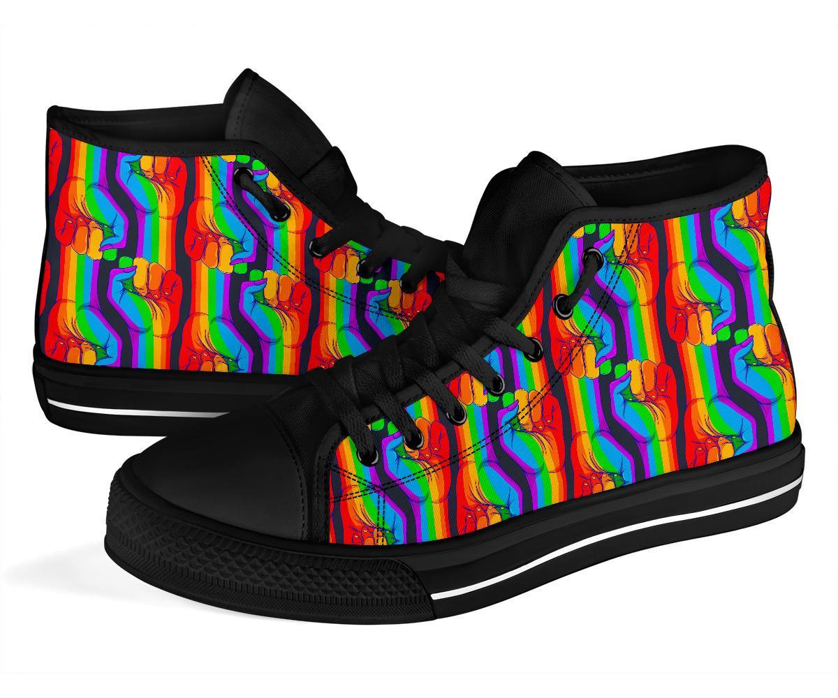 Rainbow Lgbt Patterm Print Men Women's High Top Shoes-grizzshop