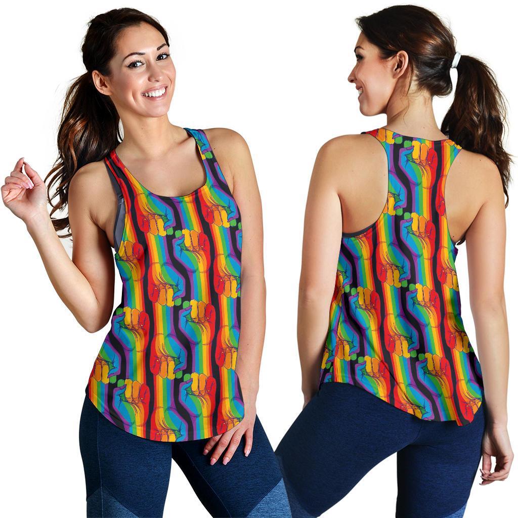 Rainbow Lgbt Pride Pattern Print Racerback Tank Tops-grizzshop