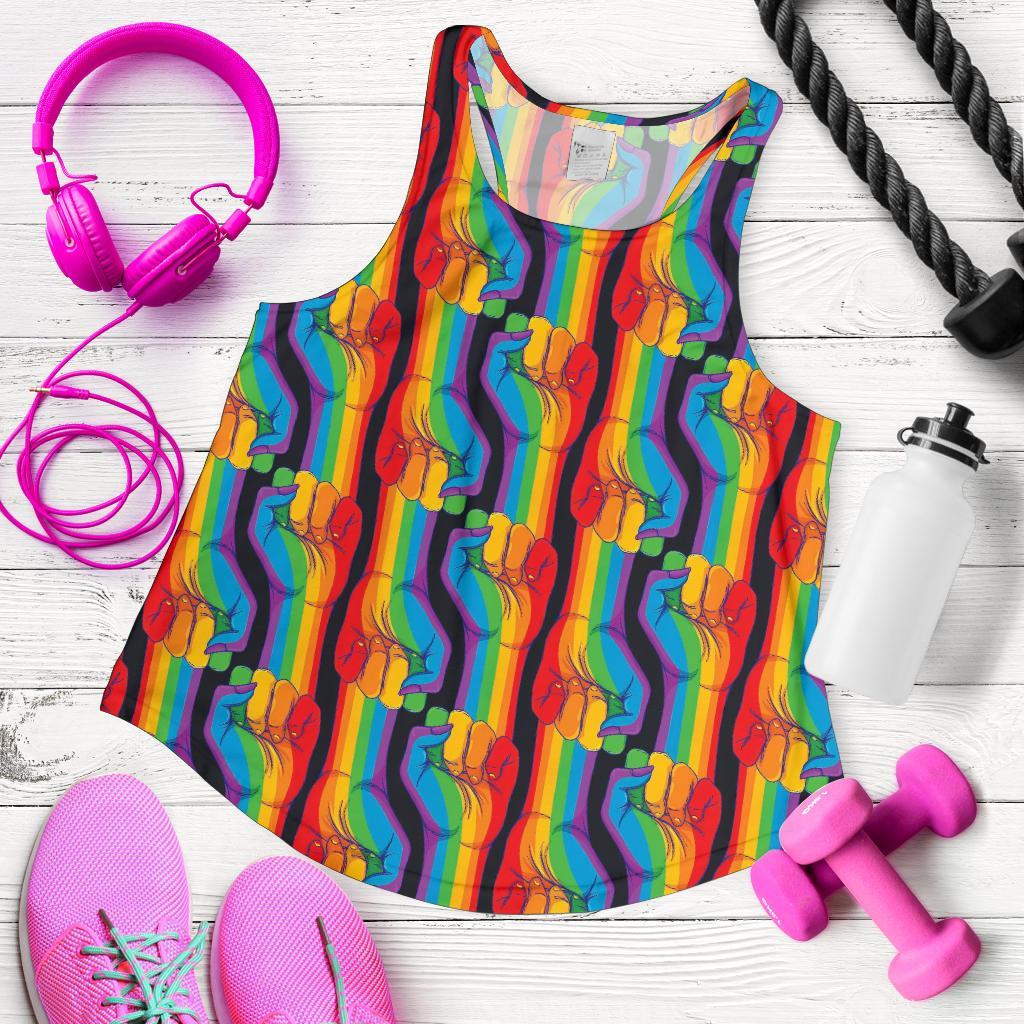 Rainbow Lgbt Pride Pattern Print Racerback Tank Tops-grizzshop