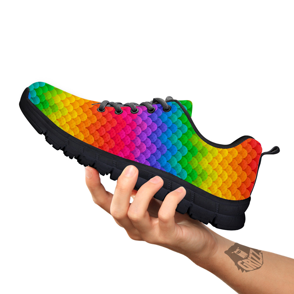 Rainbow Light Blobs Print Pattern Black Sneaker-grizzshop
