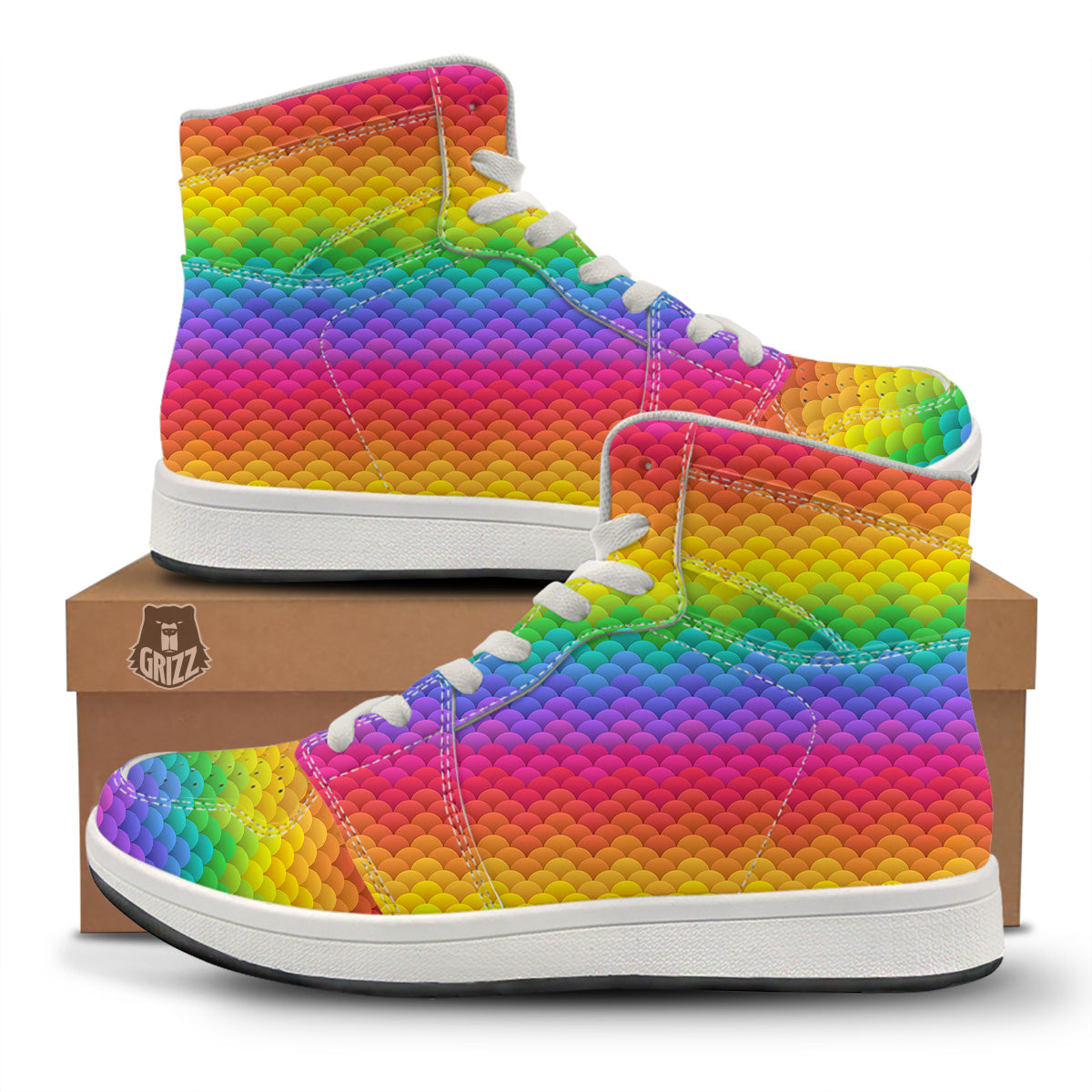 Rainbow Light Blobs Print Pattern High Top Sneakers-grizzshop