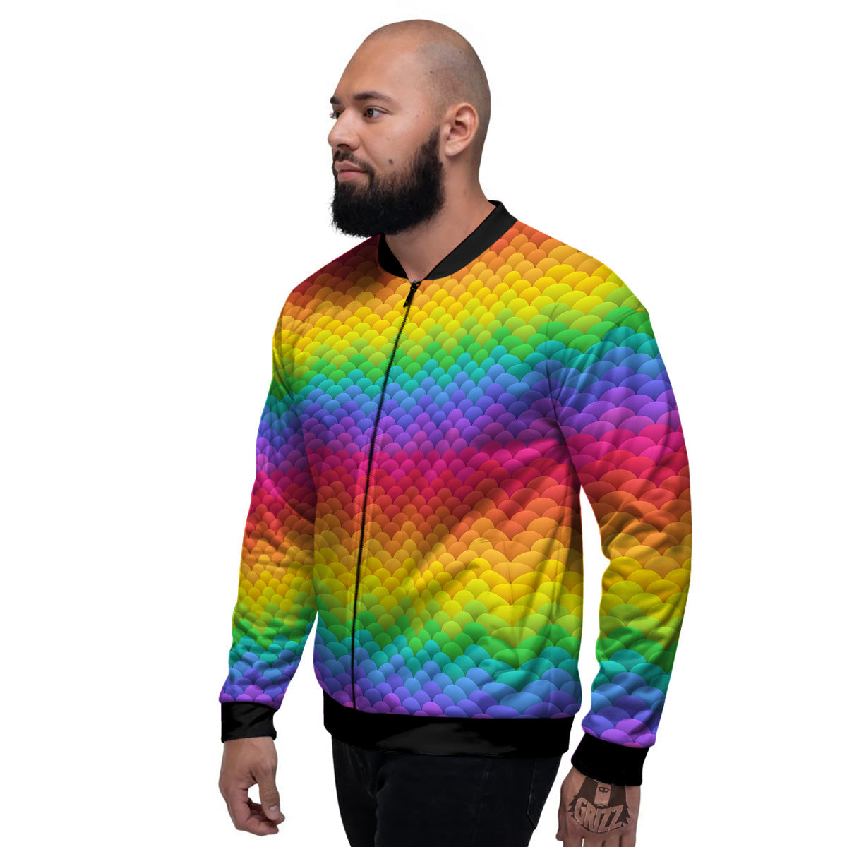 Rainbow Light Blobs Print Pattern Men's Bomber Jacket-grizzshop