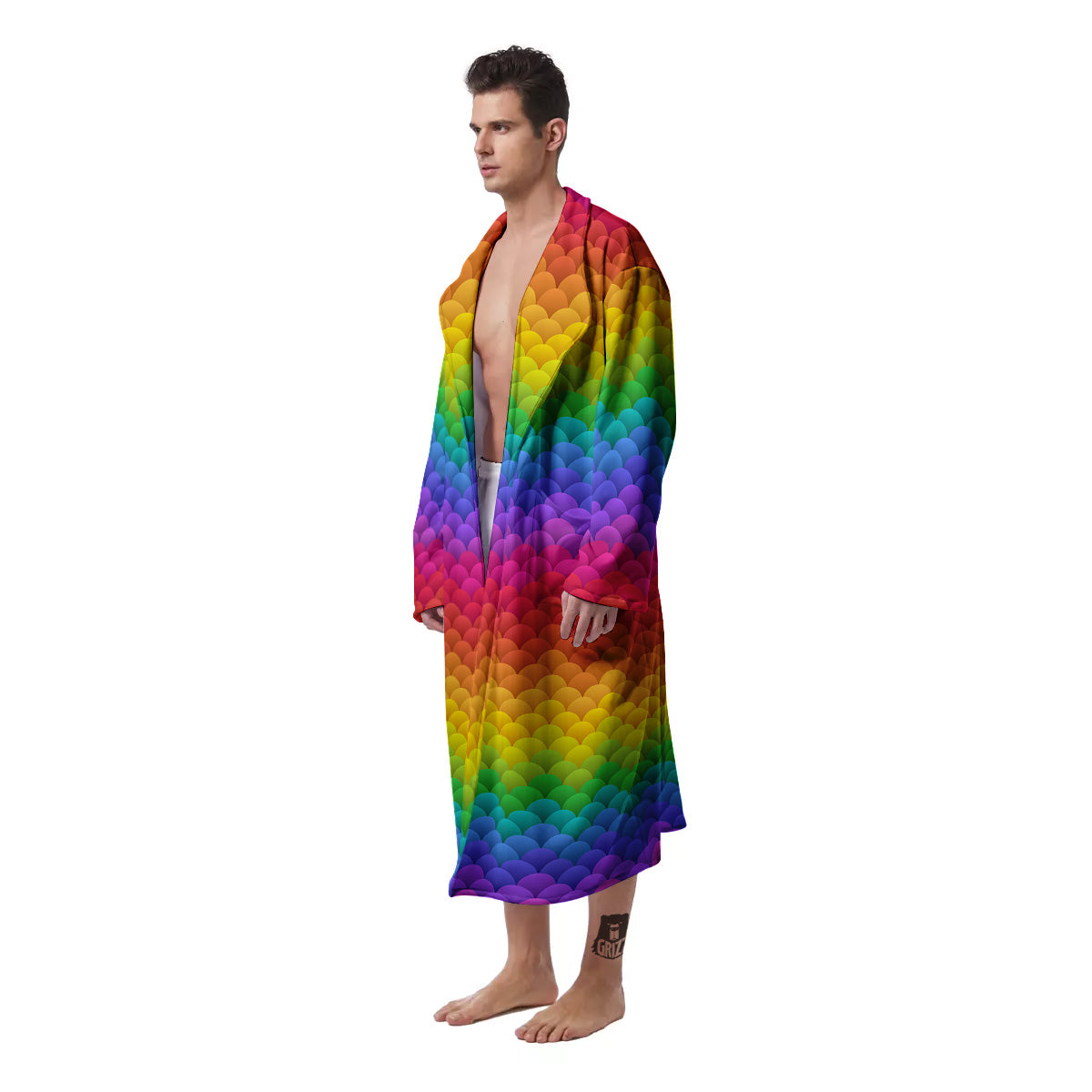 Rainbow Light Blobs Print Pattern Men's Robe-grizzshop