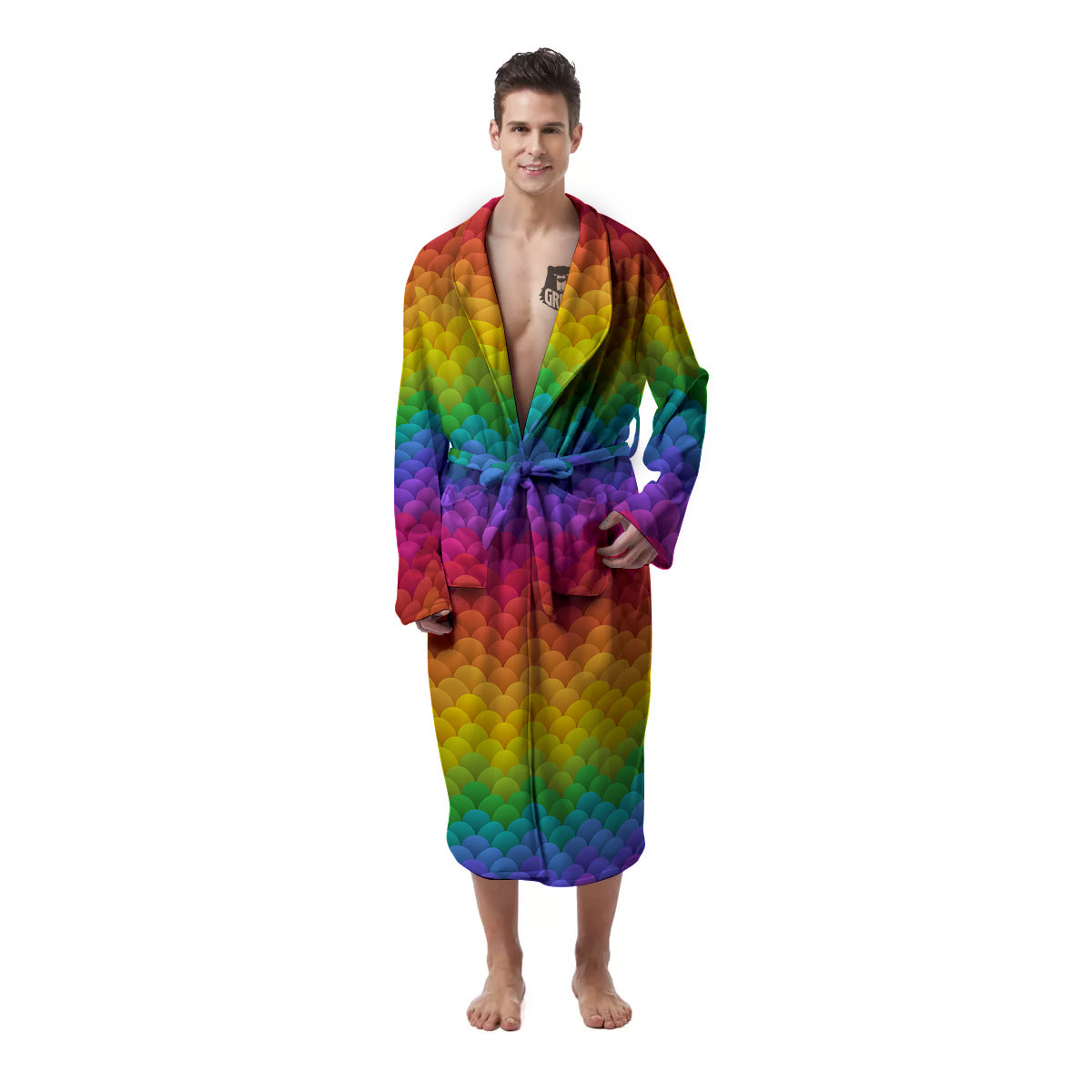 Rainbow Light Blobs Print Pattern Men's Robe-grizzshop