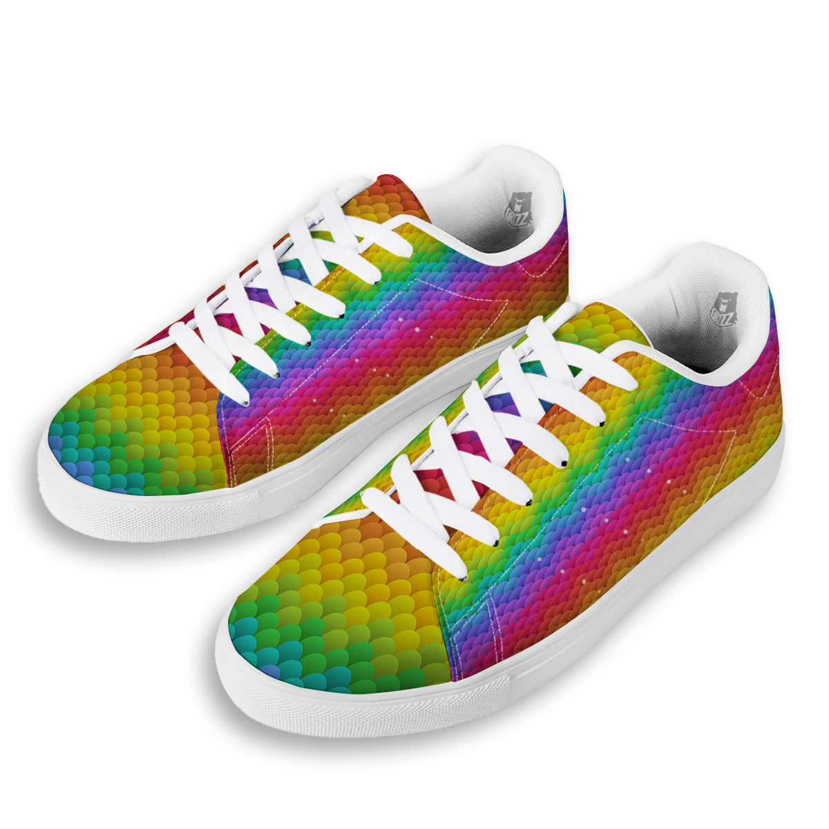Rainbow Light Blobs Print Pattern White Low Top Sneakers-grizzshop