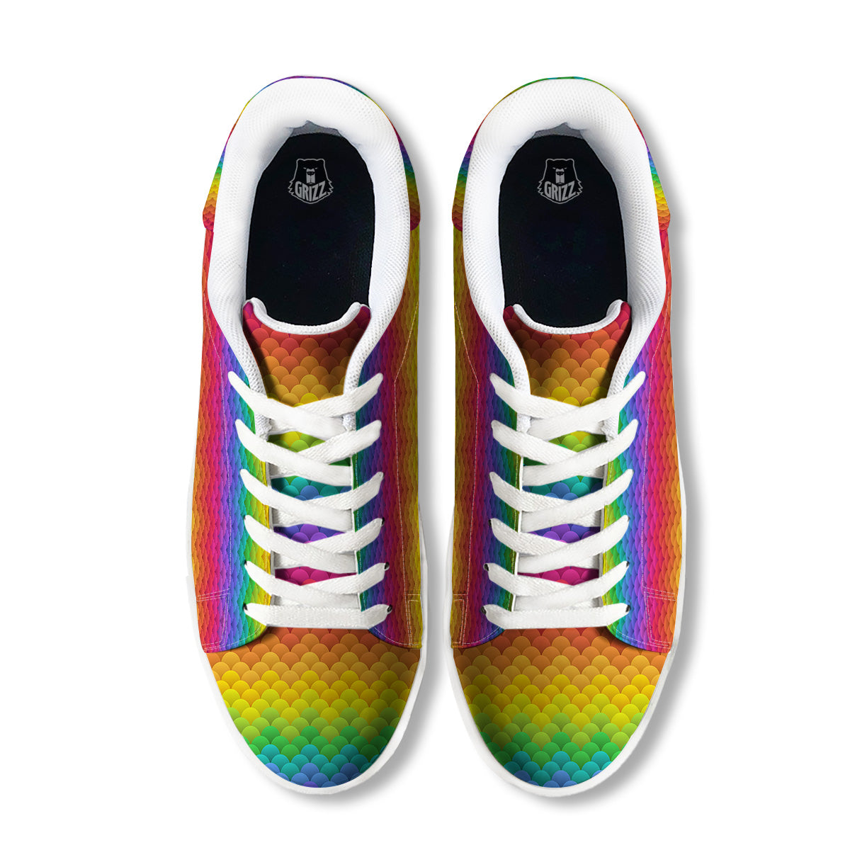 Rainbow Light Blobs Print Pattern White Low Top Sneakers-grizzshop