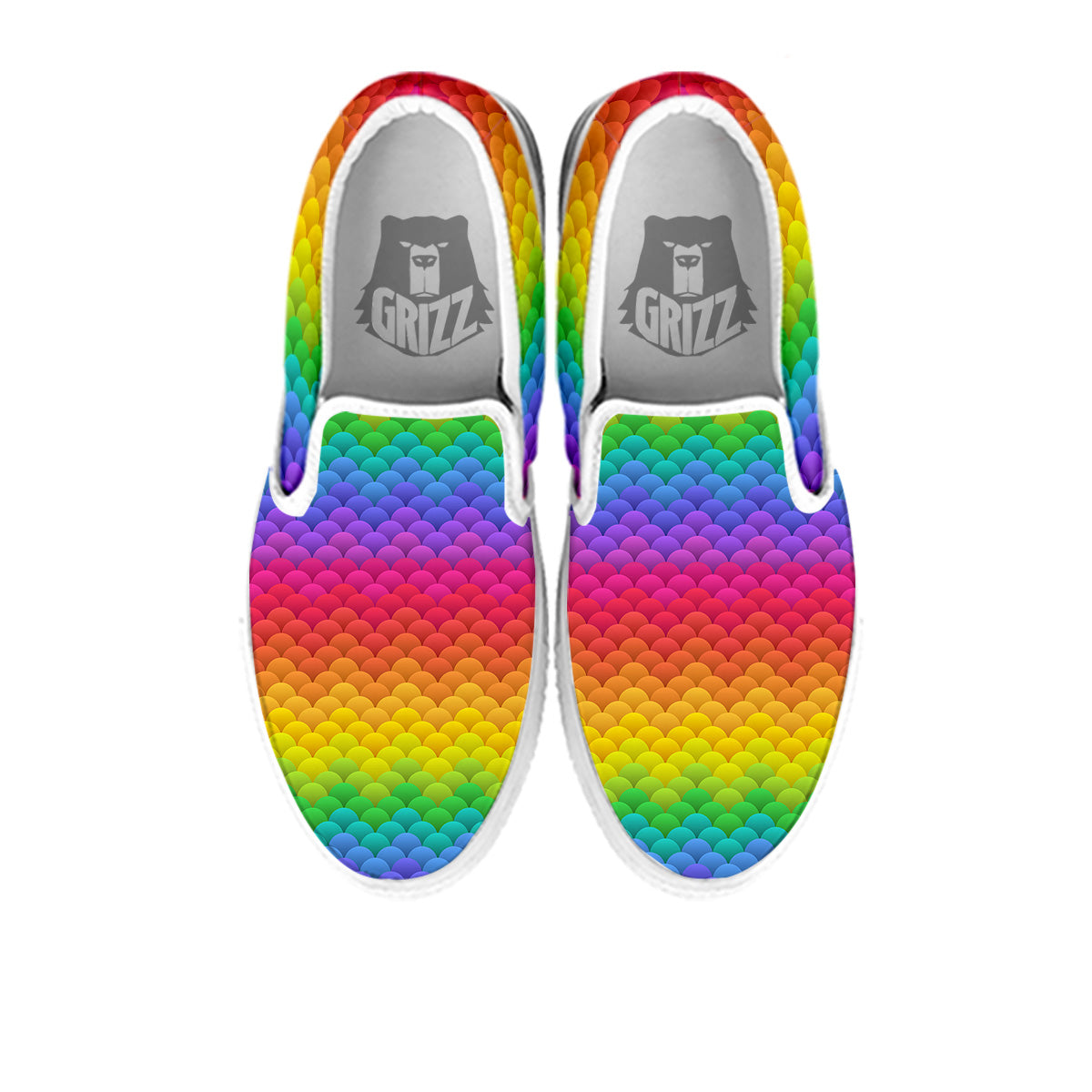 Rainbow Light Blobs Print Pattern White Slip On Shoes-grizzshop