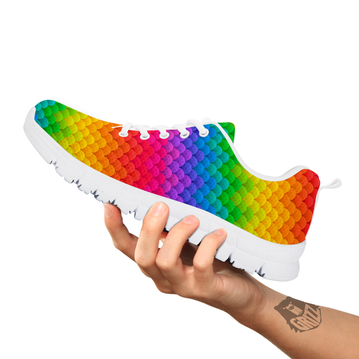 Rainbow Light Blobs Print Pattern White Sneaker-grizzshop