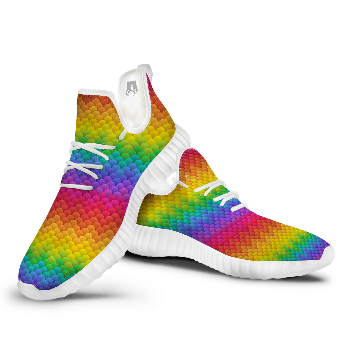 Rainbow Light Blobs Print Pattern White Walking Shoes-grizzshop
