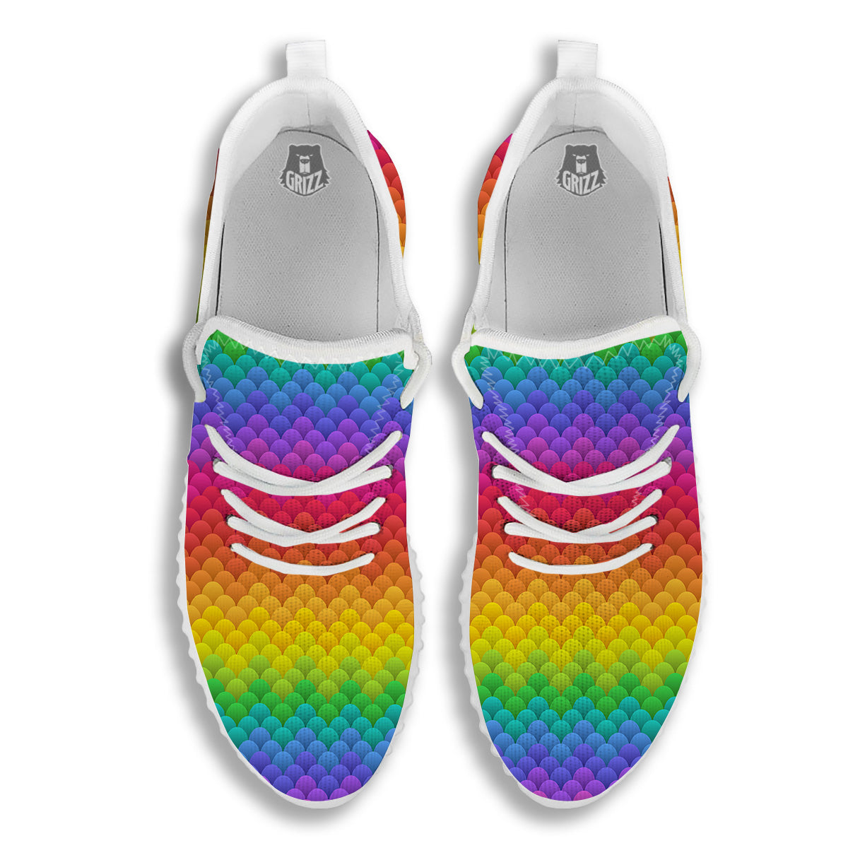 Rainbow Light Blobs Print Pattern White Walking Shoes-grizzshop