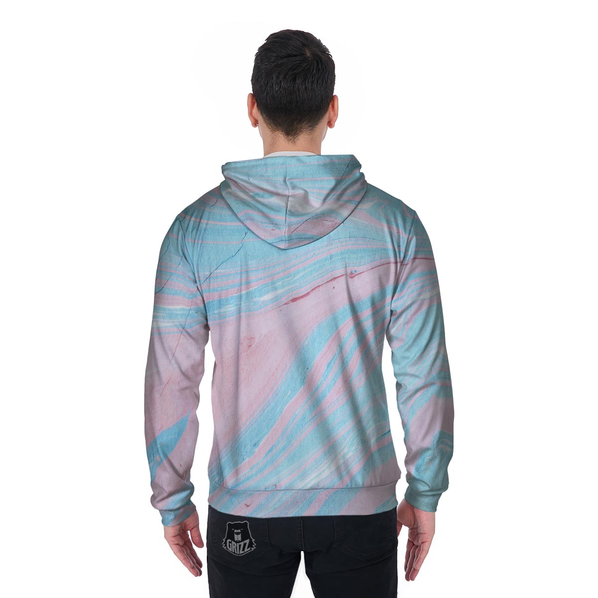 Rainbow Marble Men's Zip Up Hoodie-grizzshop