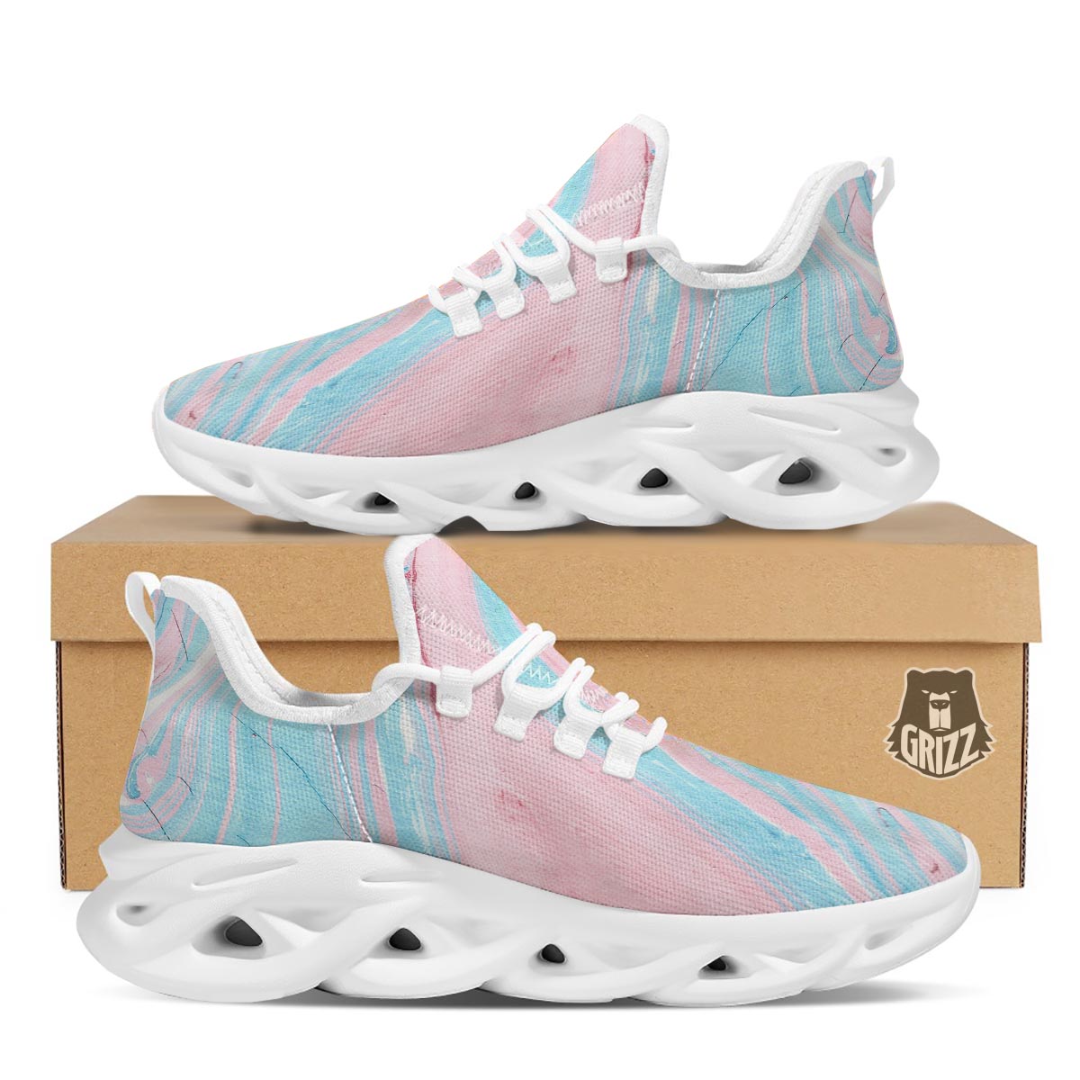 Rainbow Marble White Running Shoes-grizzshop