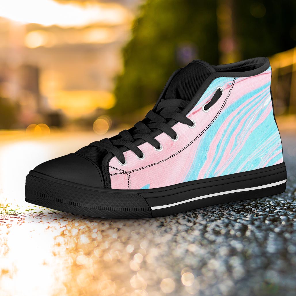 Rainbow Marble Women's High Top Shoes-grizzshop