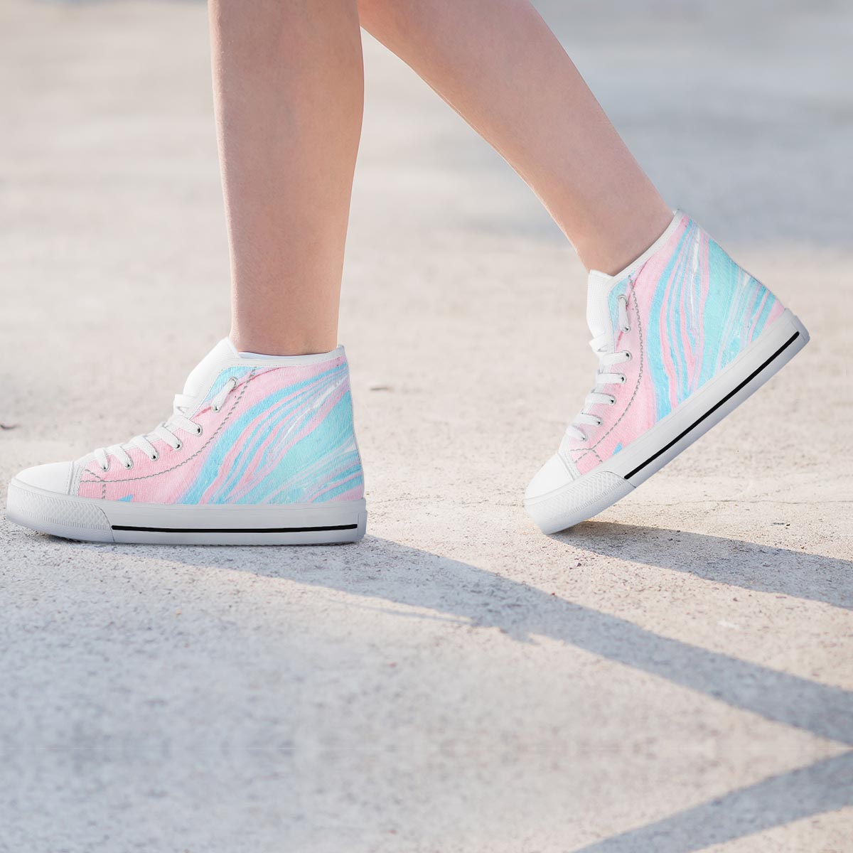Rainbow Marble Women's High Top Shoes-grizzshop