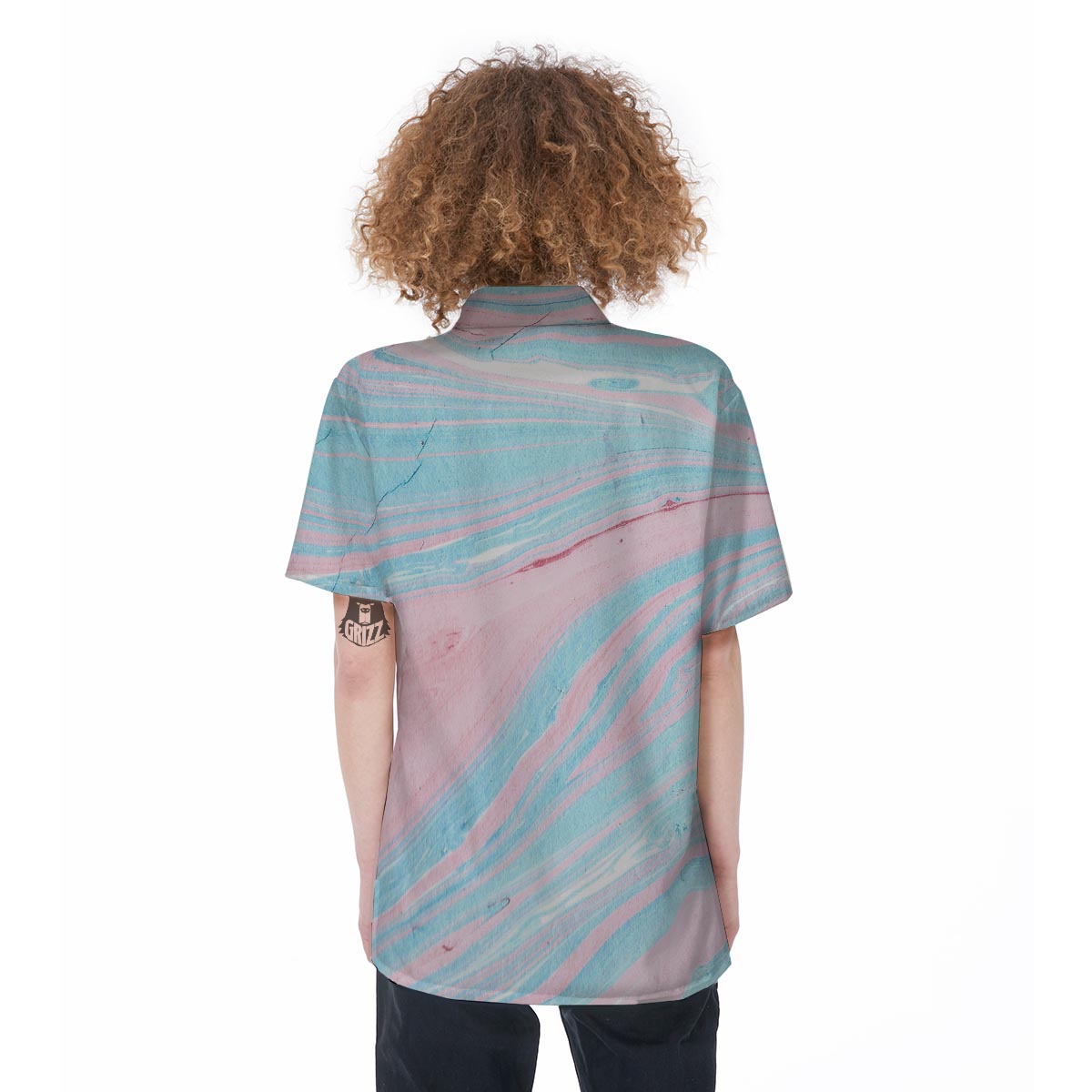 Rainbow Marble Women's Short Sleeve Shirts-grizzshop