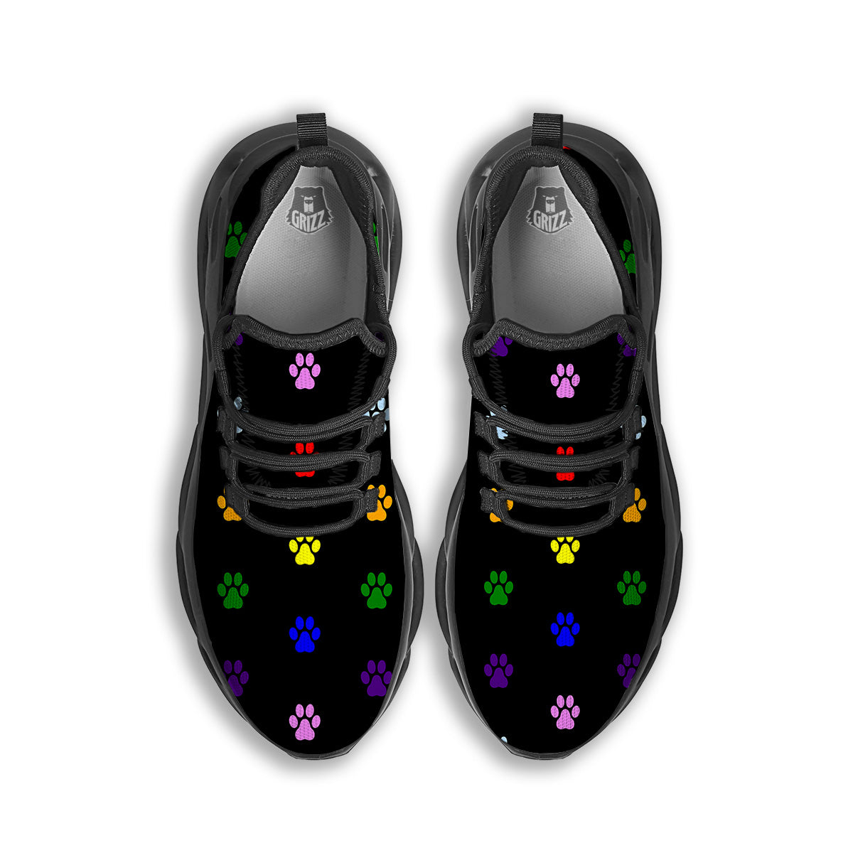 Rainbow Paw LGBT Print Pattern Paw Print Black Running Shoes-grizzshop