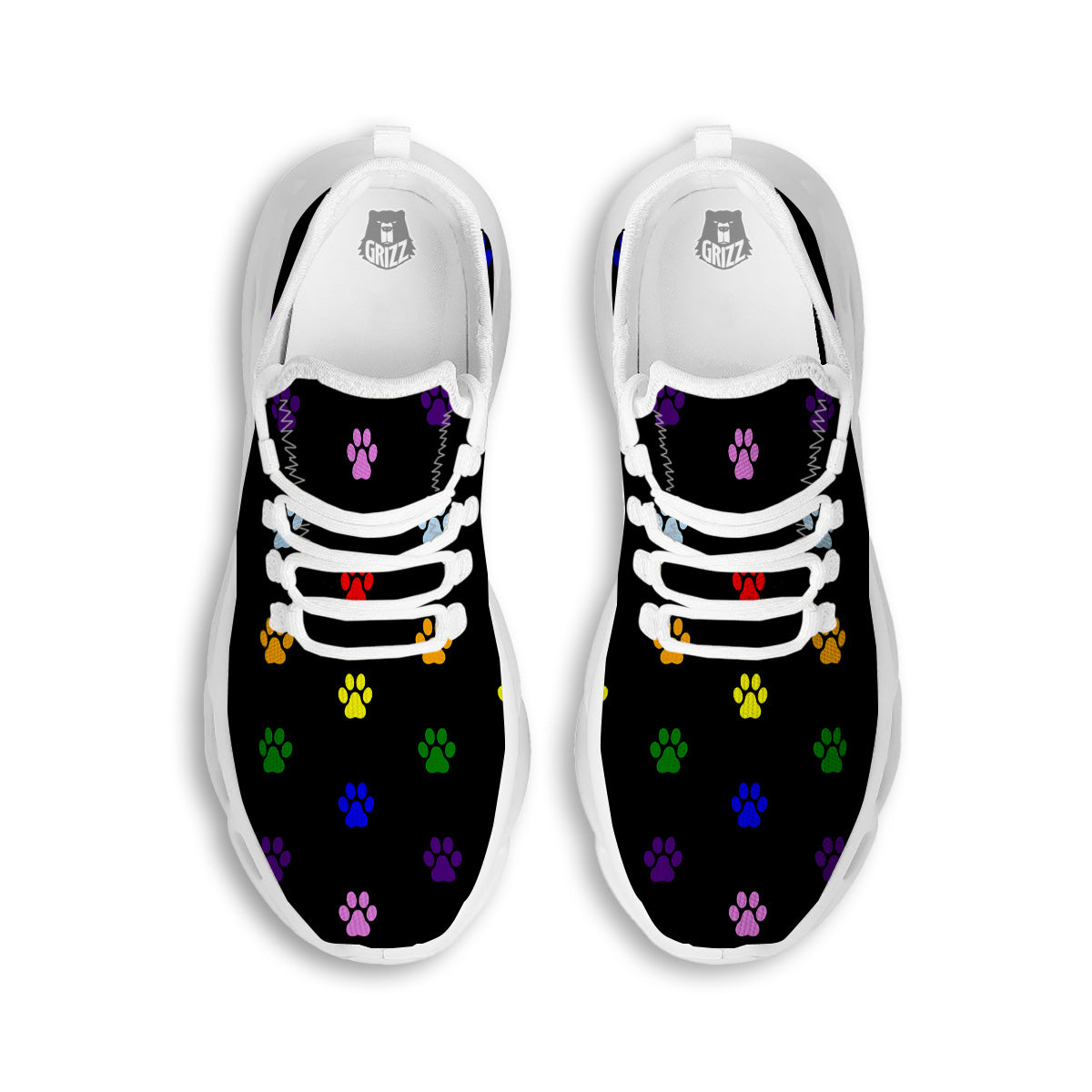 Rainbow Paw LGBT Print Pattern Paw Print White Running Shoes-grizzshop
