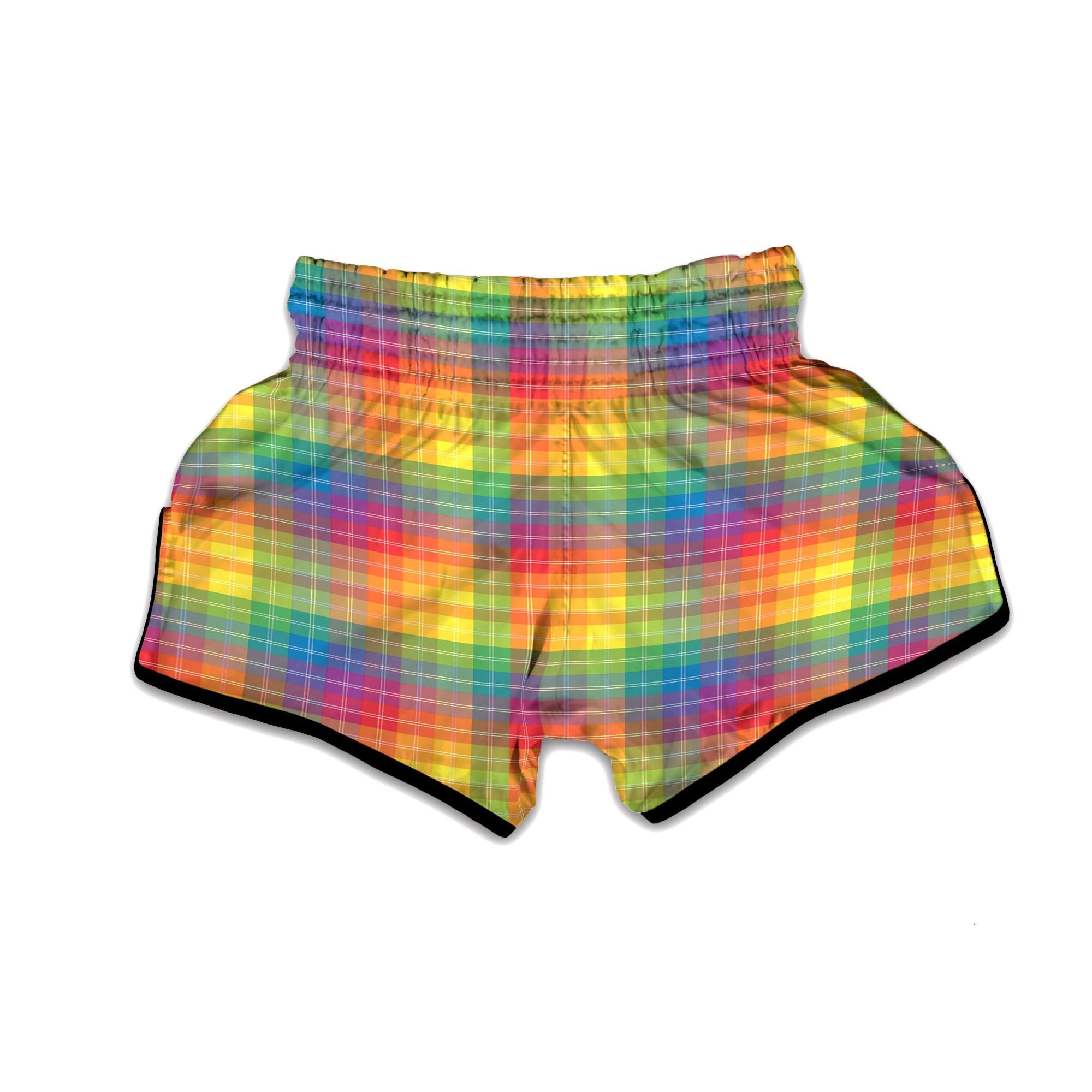 Rainbow Plaid LGBT Pride Print Pattern Muay Thai Boxing Shorts-grizzshop
