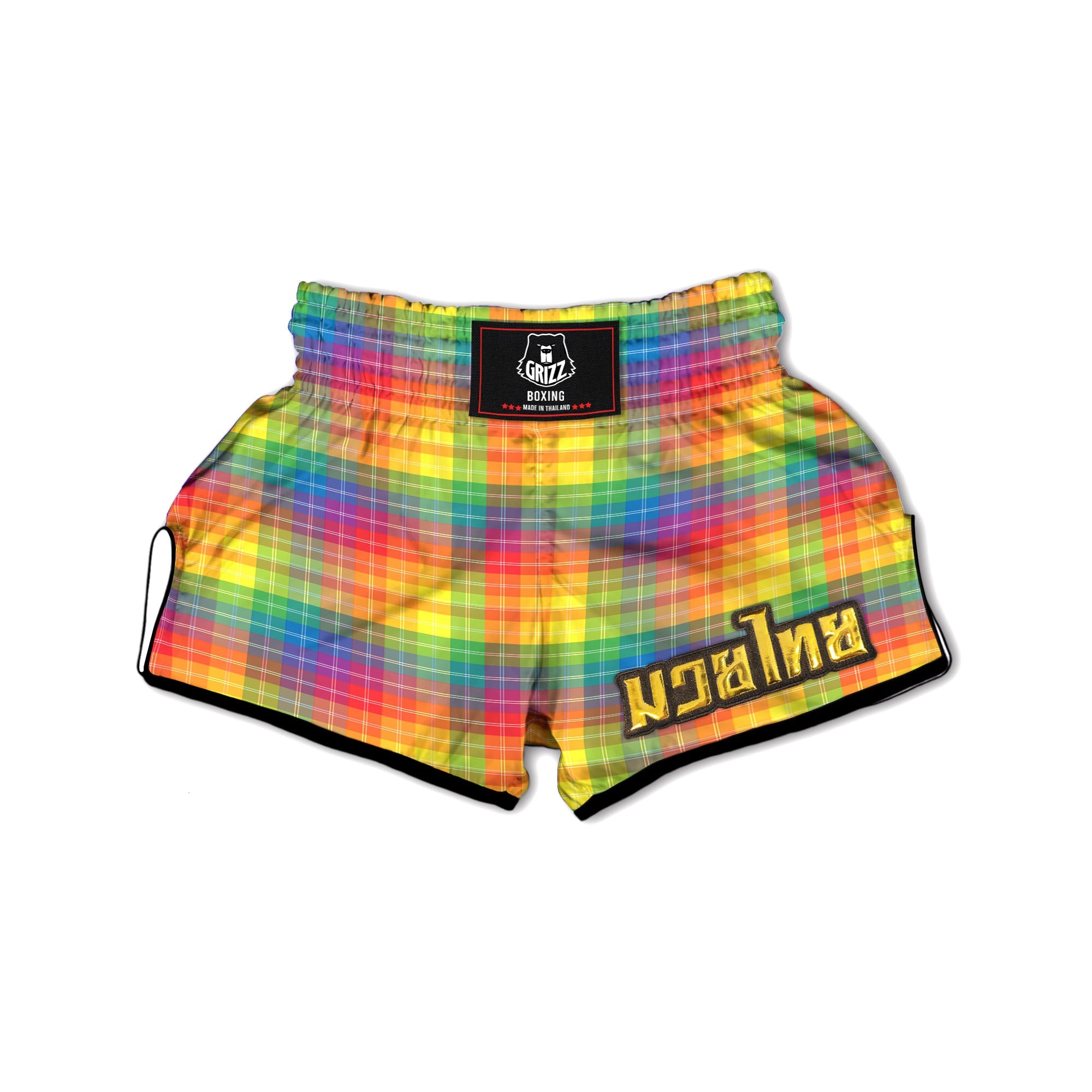 Rainbow Plaid LGBT Pride Print Pattern Muay Thai Boxing Shorts-grizzshop