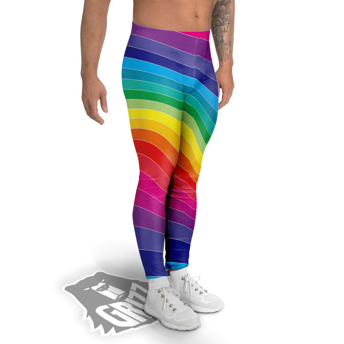 Rainbow Print Men's Leggings-grizzshop