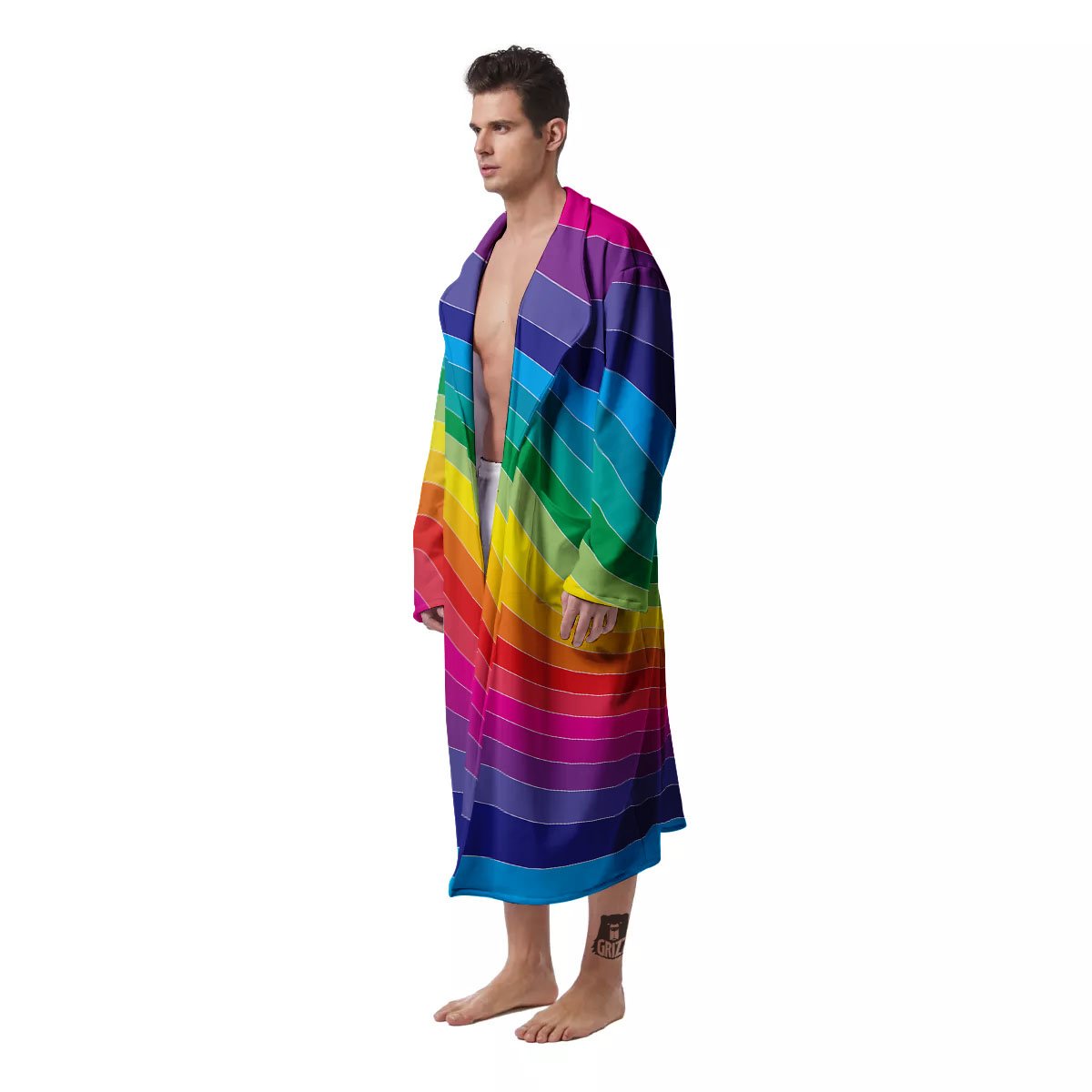 Rainbow Print Men's Robe-grizzshop