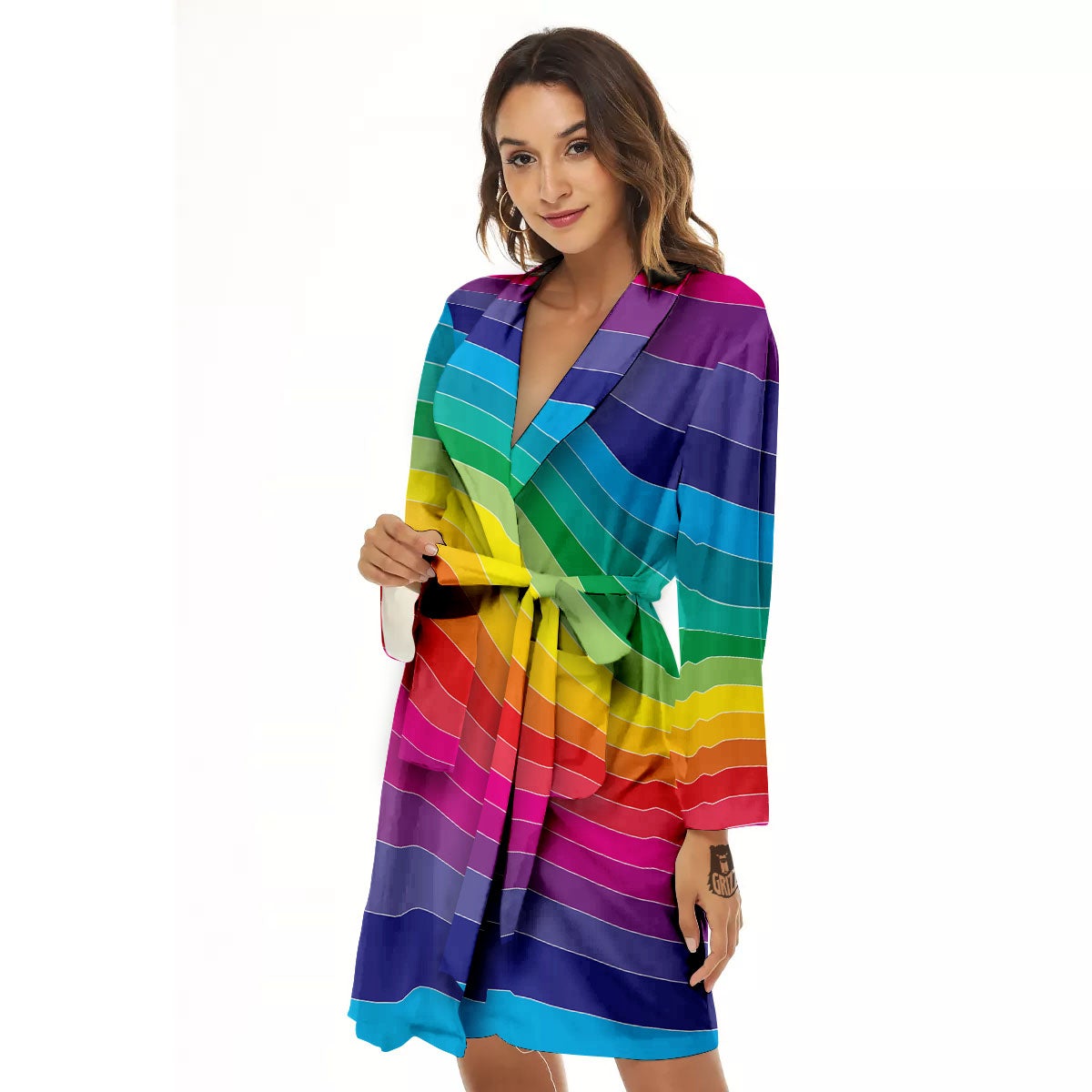 Rainbow Print Women's Robe-grizzshop