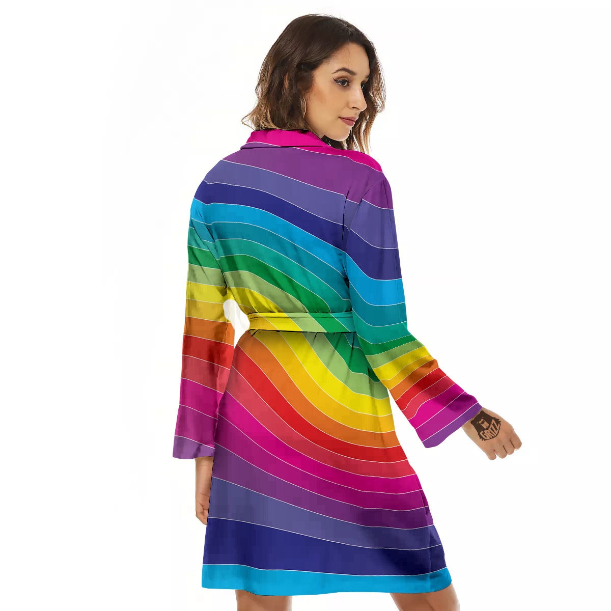 Rainbow Print Women's Robe-grizzshop