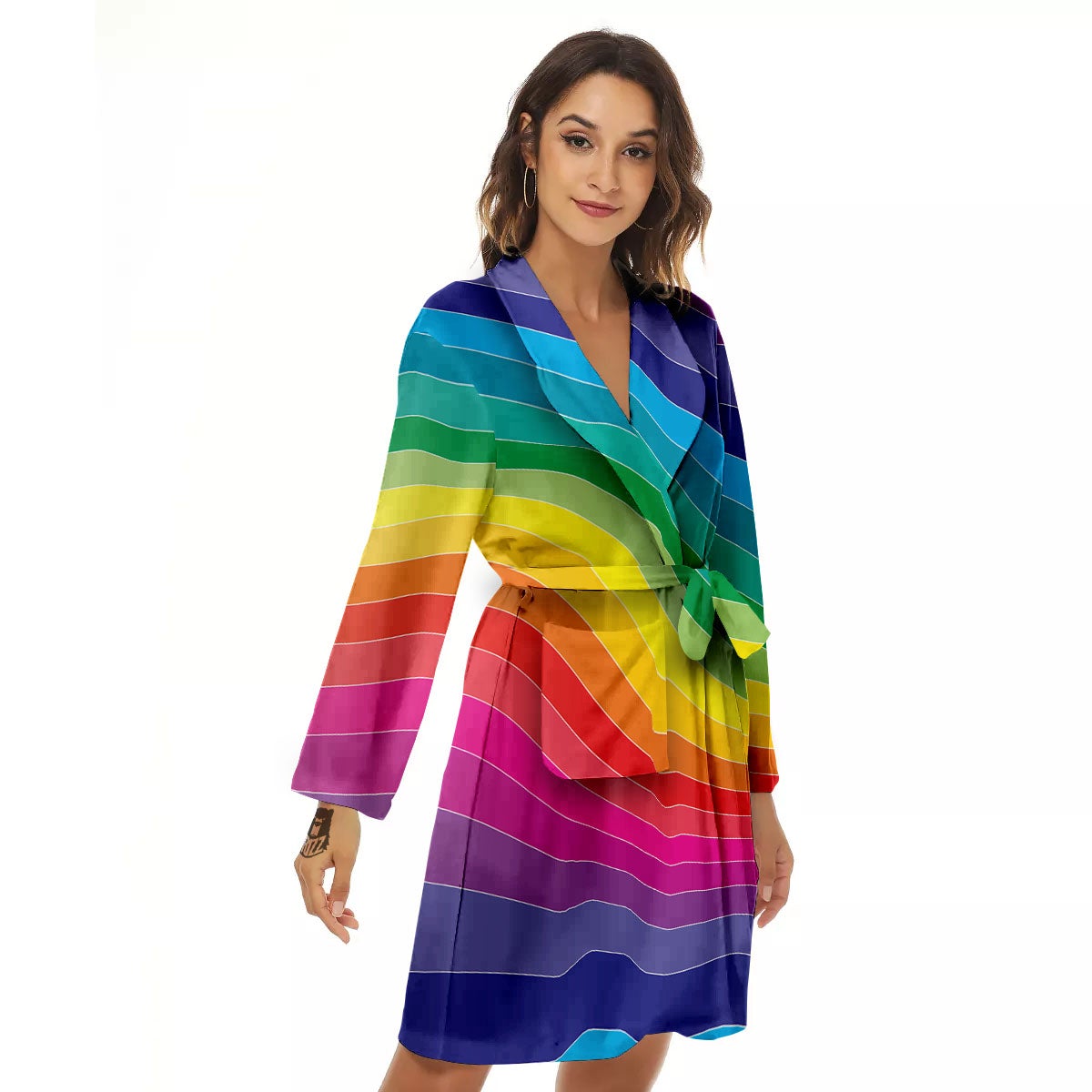 Rainbow Print Women's Robe-grizzshop