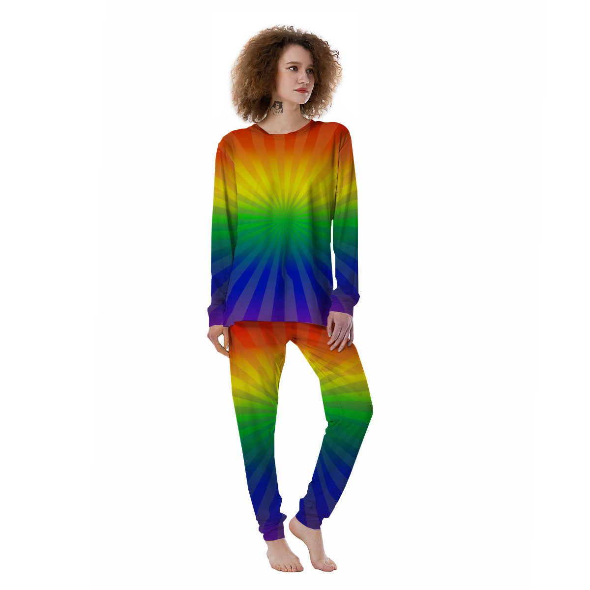 Rainbow Rays LGBT Pride Print Women's Pajamas-grizzshop