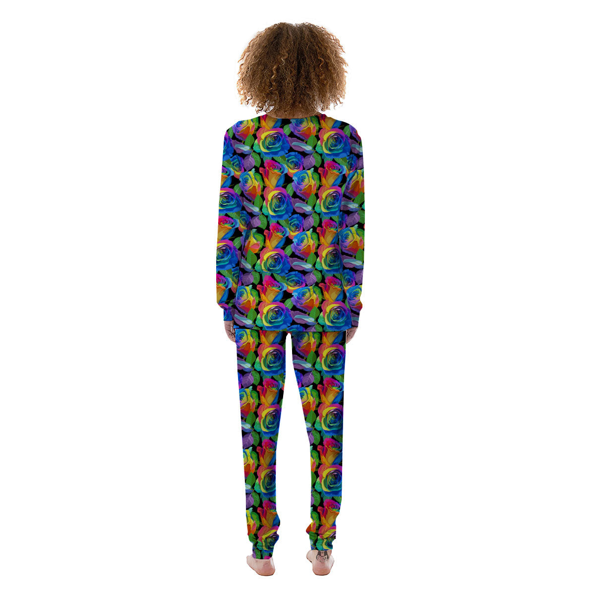 Rainbow Roses LGBT Pride Print Pattern Women's Pajamas-grizzshop