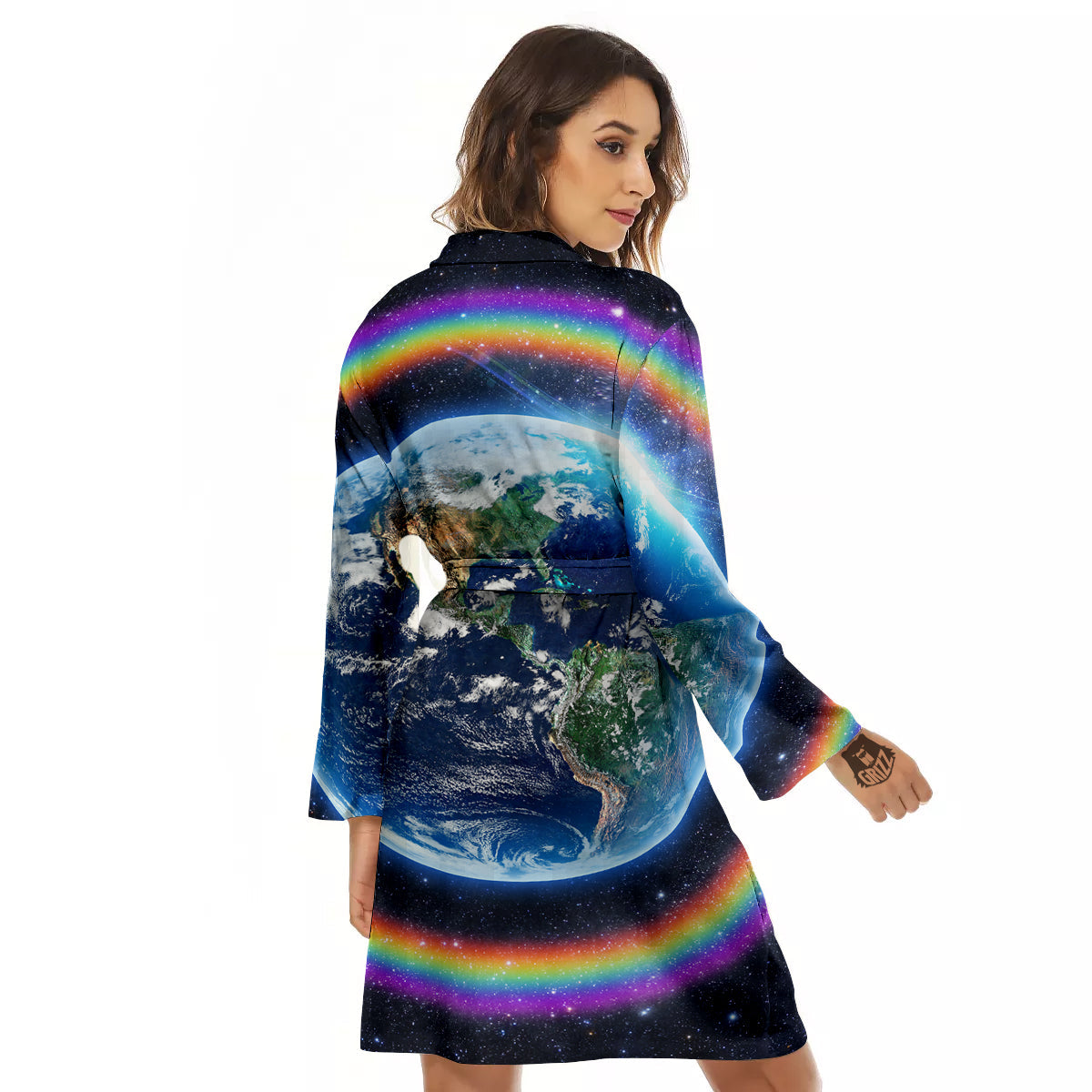 Rainbow The Earth Print Women's Robe-grizzshop