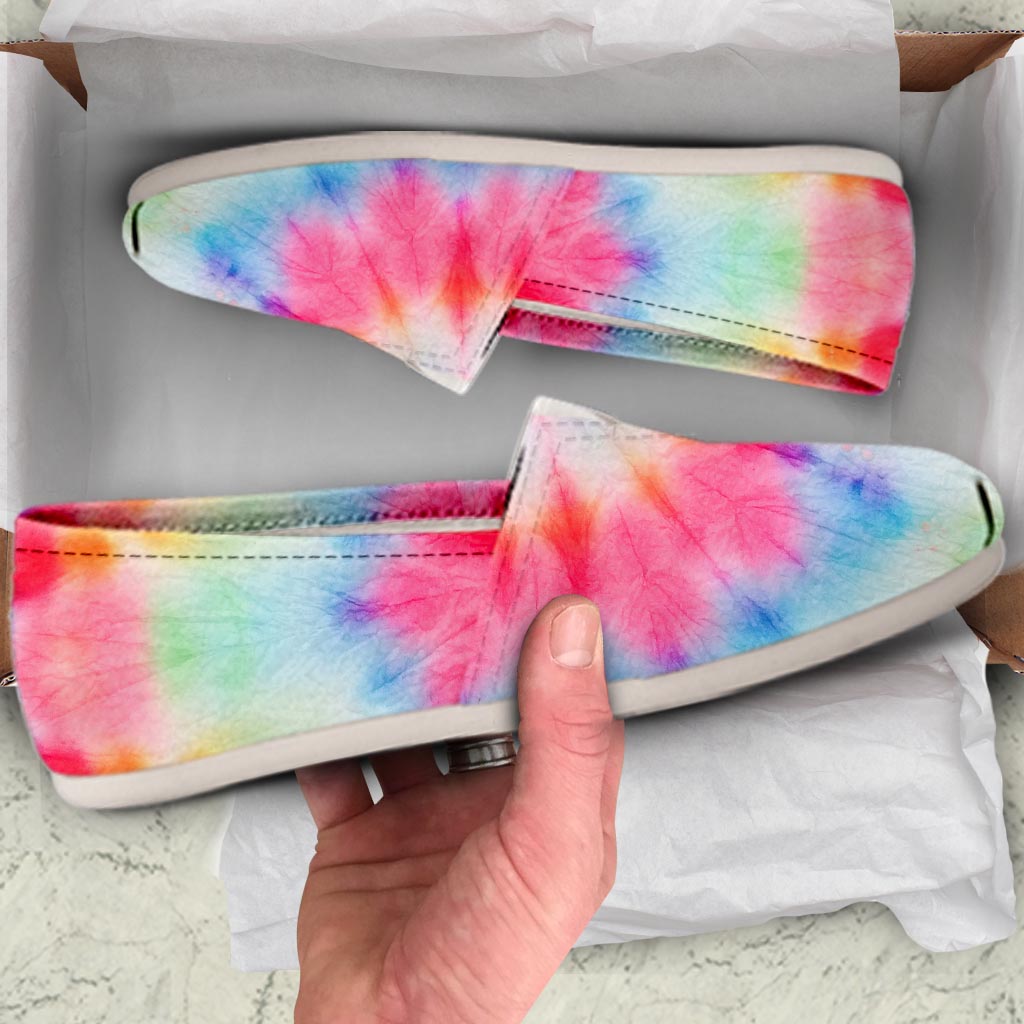 Rainbow Tie Dye Print Canvas Shoes-grizzshop