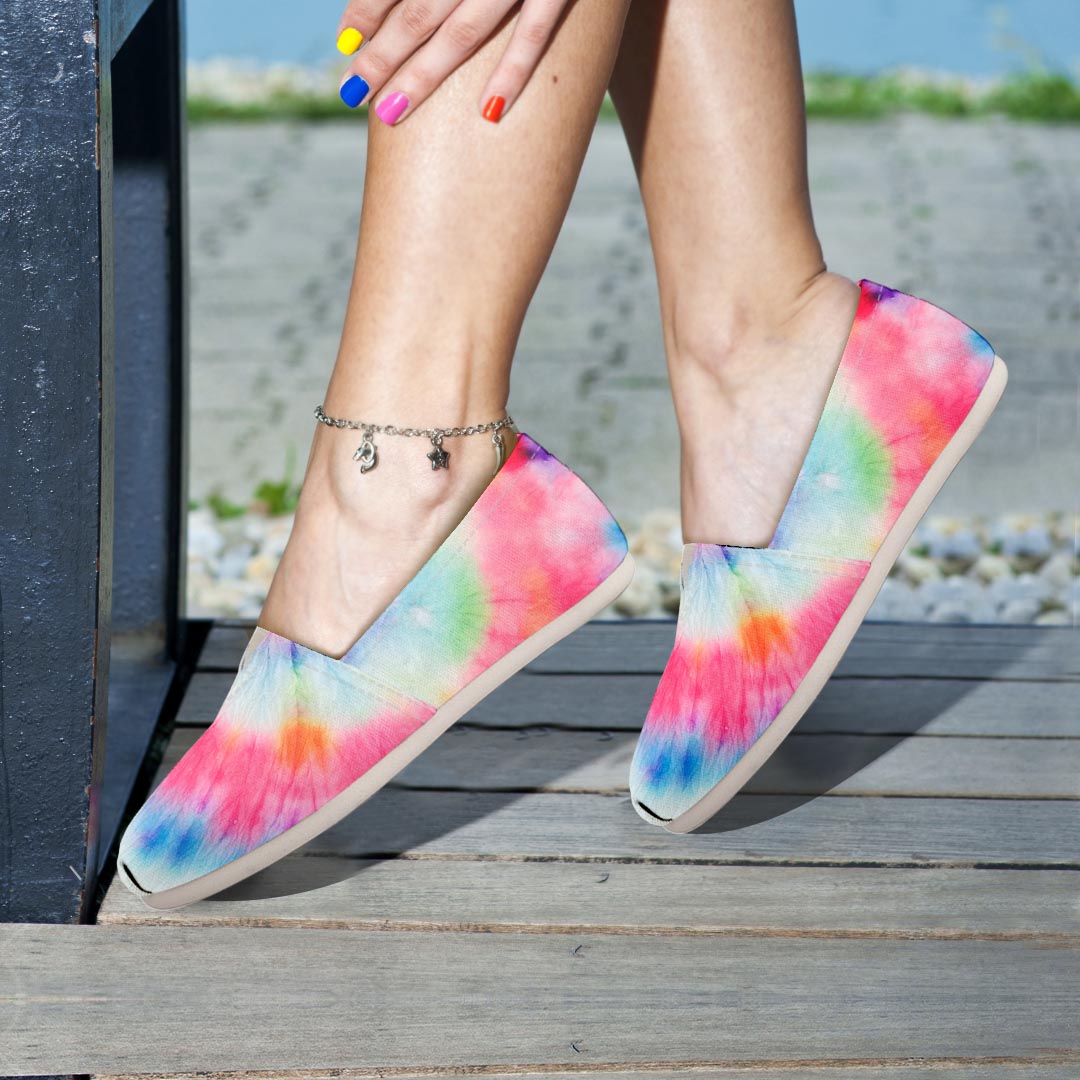 Rainbow Tie Dye Print Canvas Shoes-grizzshop
