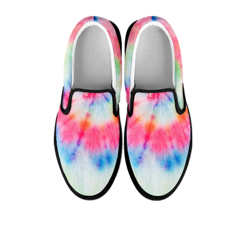 Rainbow Tie Dye Print Women's Slip On Sneakers-grizzshop